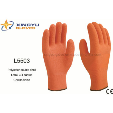 Polyester Doppelmantel Latex 3/4 beschichtete Crinkle Finish Sicherheit Arbeitshandschuh (L5503)